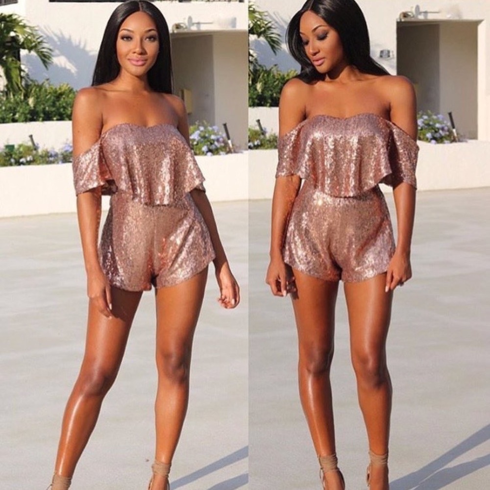 ROSE GOLD SEQUENCED ROMPER